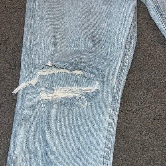AGOLDE RILEY HIGH RISE STRAIGHT DISTRESSED LIGHT WASH BLUE DENIM JEANS - SIZE 26 - Picture 4 of 13
